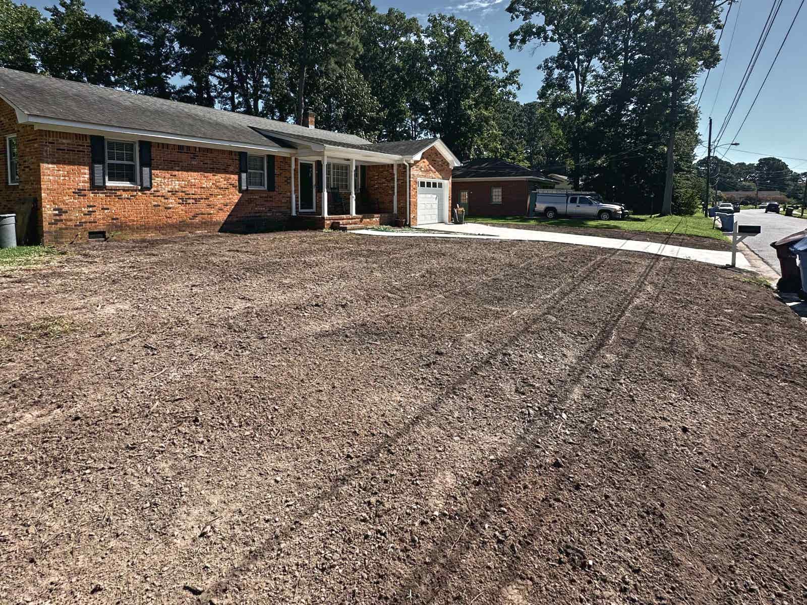 Graded front yard